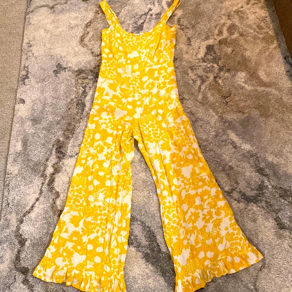 Faithfull the Brand Yellow and White Floral Jumpsuit